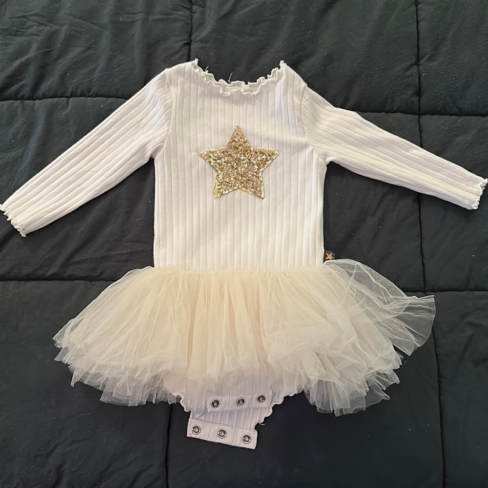 Petite Hailey Onesie Tutu - Gold Star